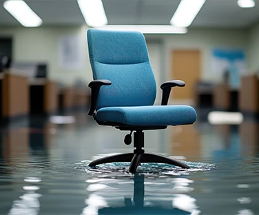 Dégât des eaux : fauteuil de bureau inondé